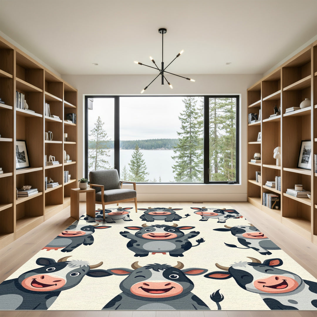 Cute Cartoon Cow Herd Rug
