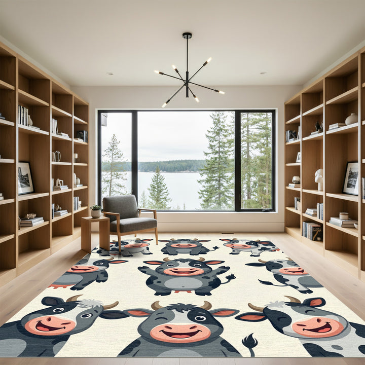 Cute Cartoon Cow Herd Rug