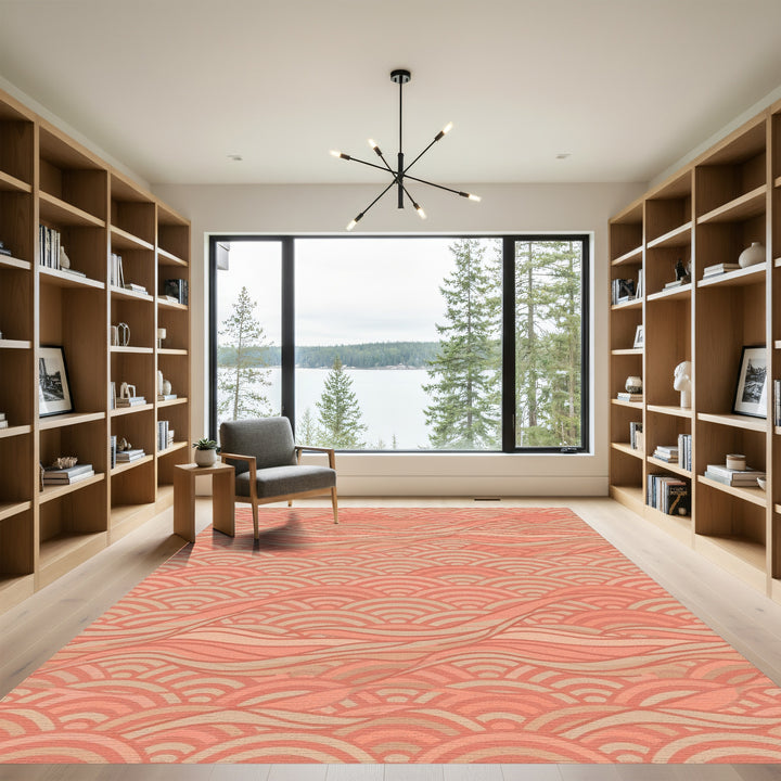 Salmon Seigaiha Waves Rug