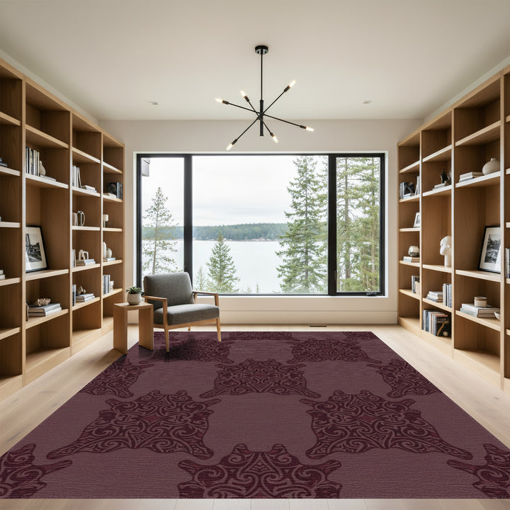 Deep Burgundy Tribal Hide Rug