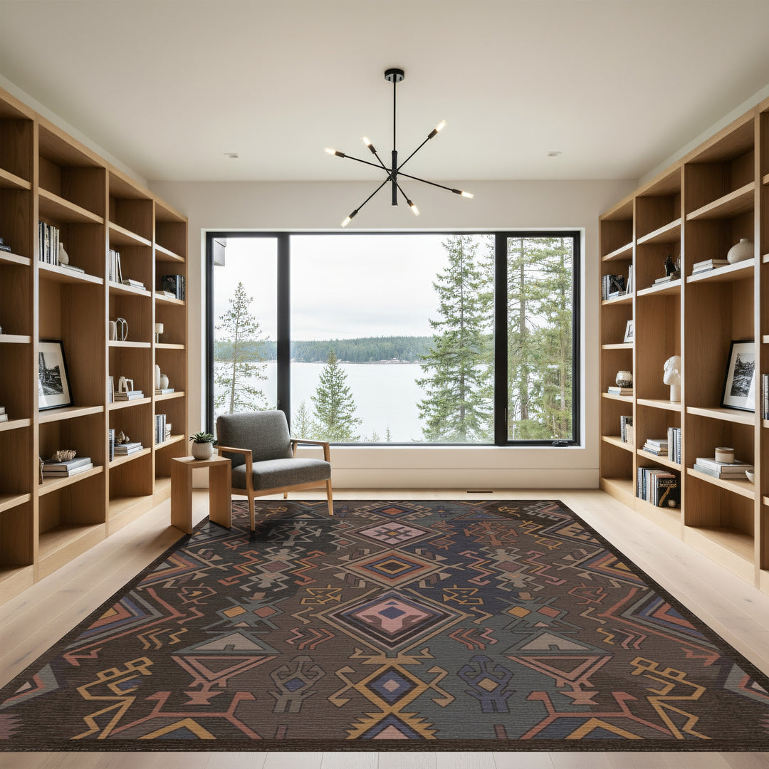 Earthy Geometric Tribal Diamond Rug