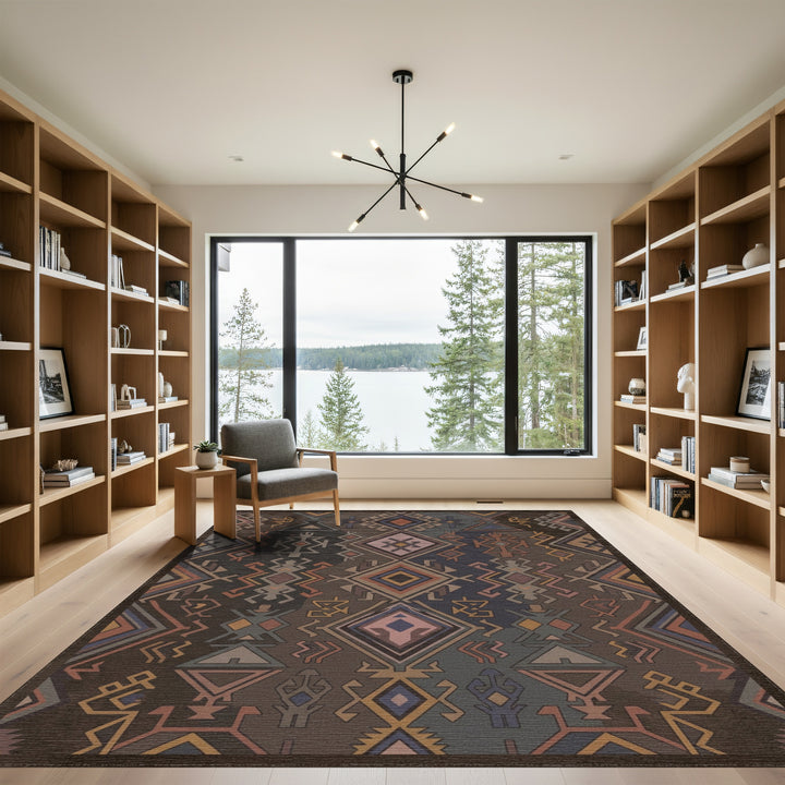 Earthy Geometric Tribal Diamond Rug