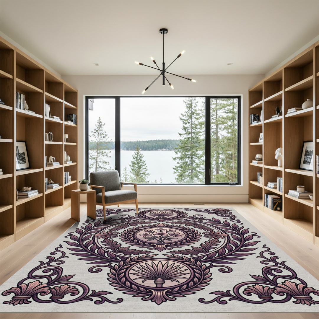 Ornate Floral Laurel Medallion Rug
