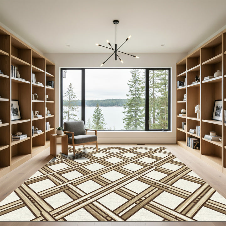 Diagonal Woven Bamboo Texture Rug