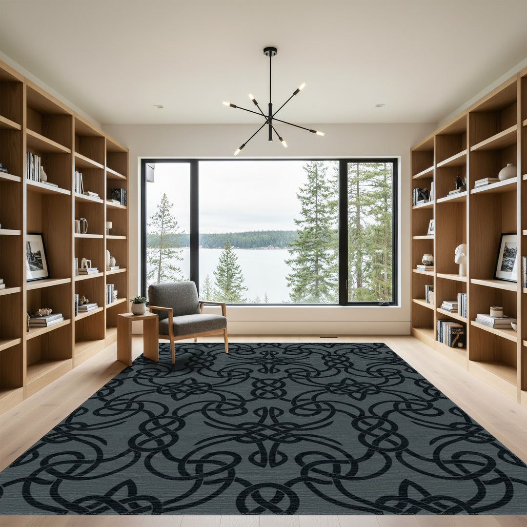 Dark Gray Celtic Knot Art Rug