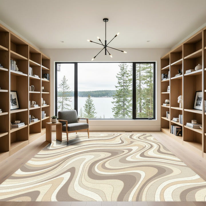 Earthy Swirl Abstract Lines Rug