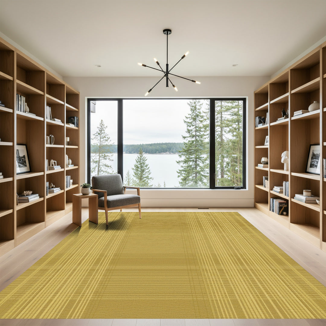 Gold Plaid Lines Rug