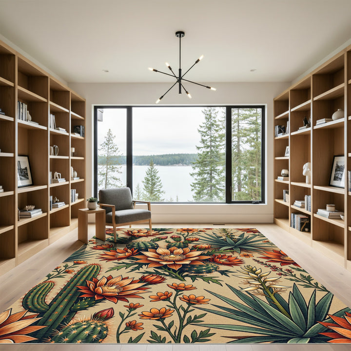 Desert Bloom Cactus Floral Rug