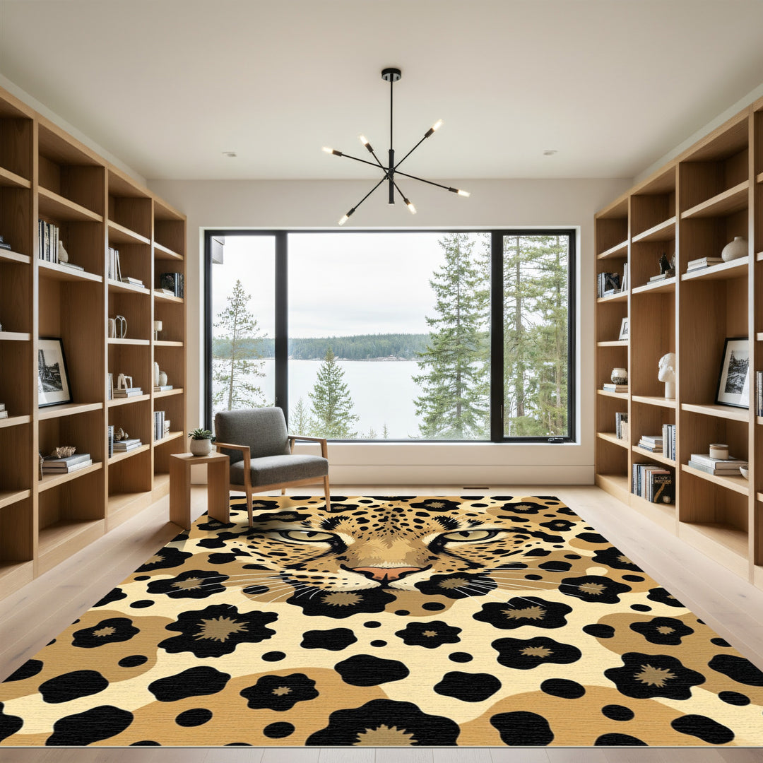 Leopard Golden Furred Feline Spot Rug