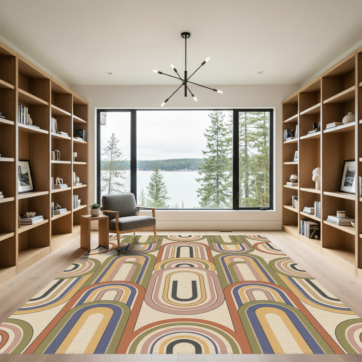 Retro Rainbow Arch Mid Century Modern Rug
