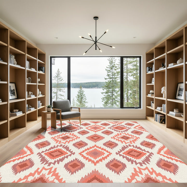 Terracotta Tribal Diamond Medallion Rug