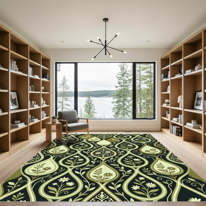 Art Nouveau Floral Teardrop Rug