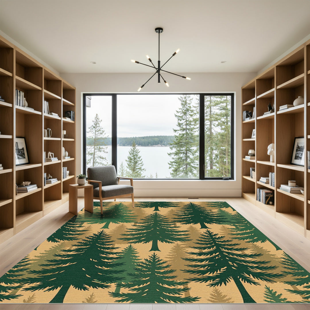 Evergreen Forest Silhouette Rug
