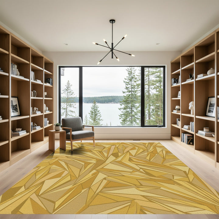 Golden Crystal Shard Geometric Rug
