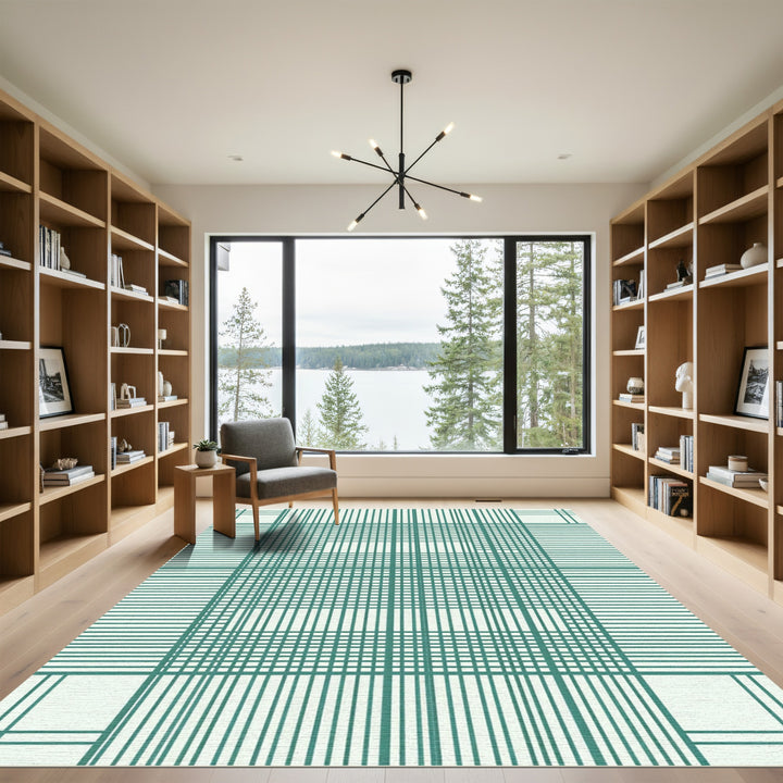 Emerald Green Intersecting Lines Rug