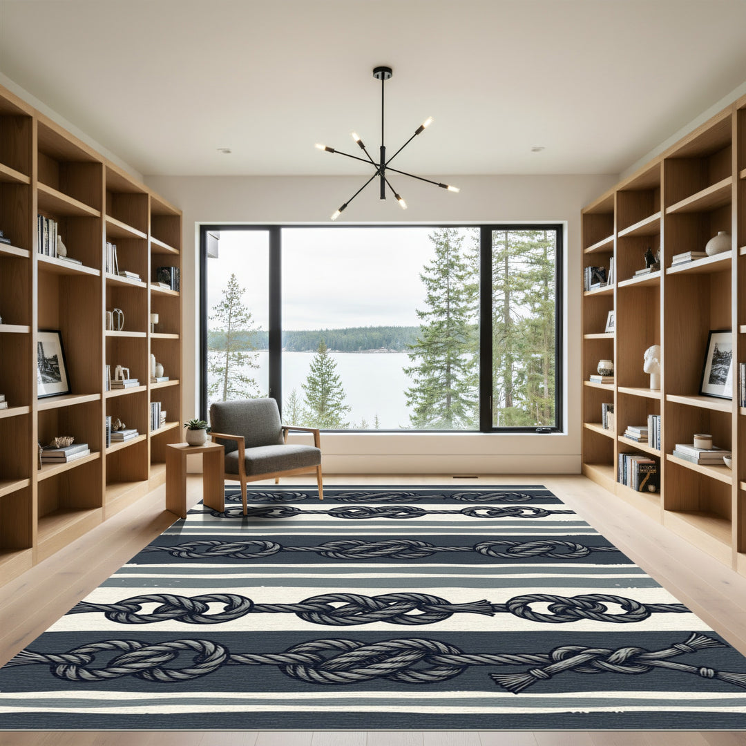 Nautical Knot Striped Rope Rug