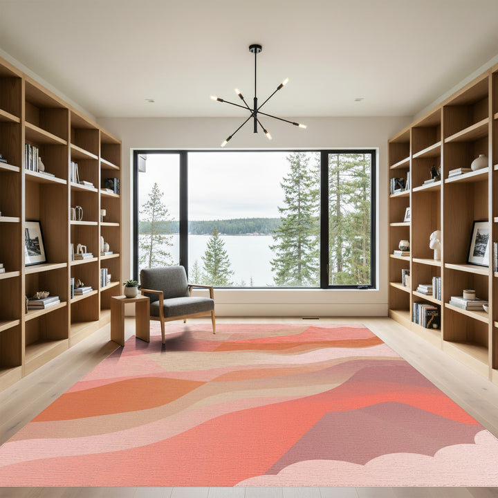 Terracotta Sunset Wavy Landscape Rug