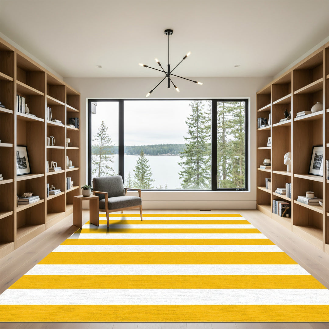 Sunny Yellow White Stripe Rug