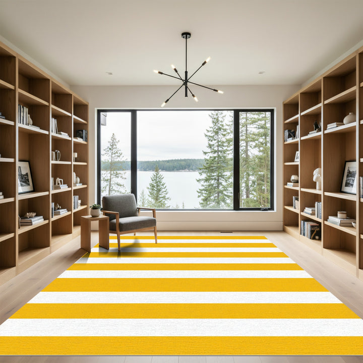 Sunny Yellow White Stripe Rug