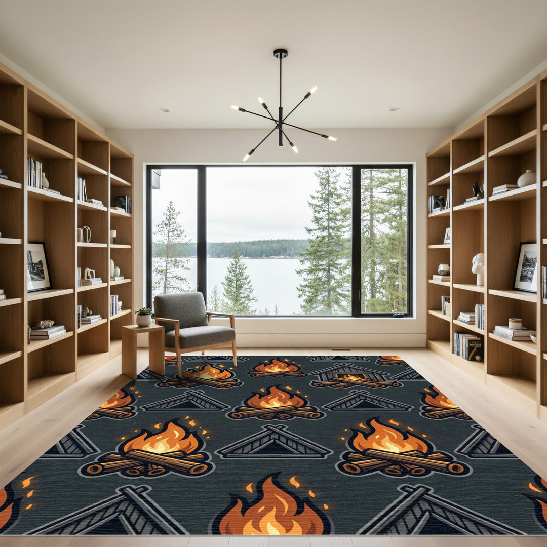 Campfire Tent Geometric Dark Rug