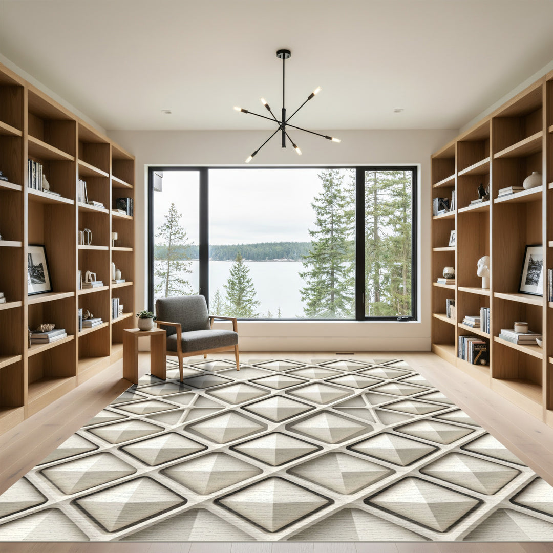 Geometric Diamond Relief Rug