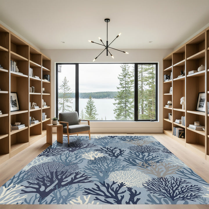 Deep Blue Coral Reef Collection Rug