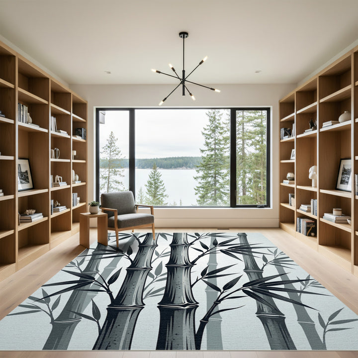 Monochromatic Bamboo Forest Grove Rug