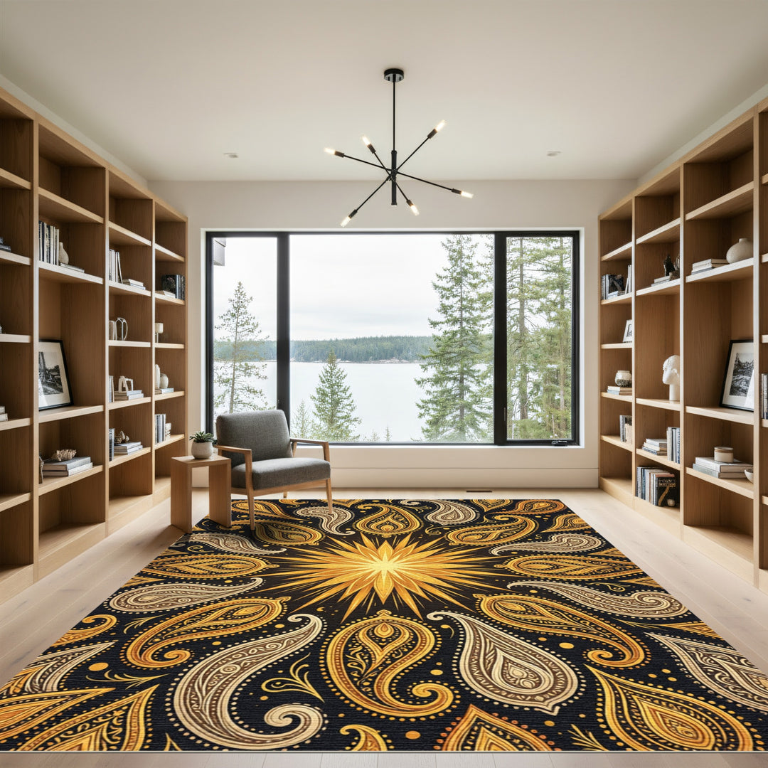 Golden Paisley Sunburst Rug
