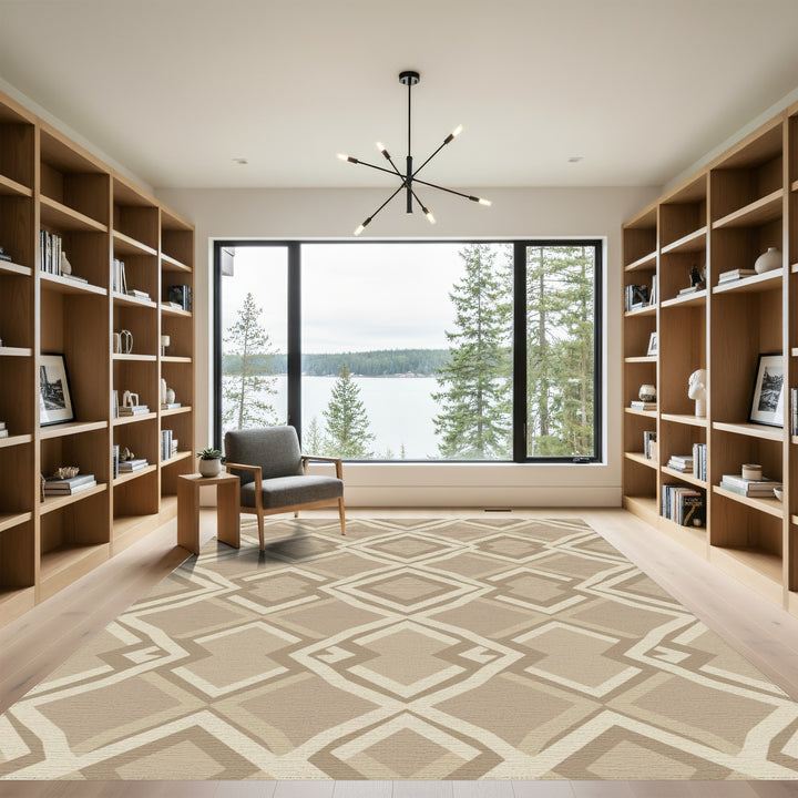 Neutral Earth Tone Diamond Geo Rug