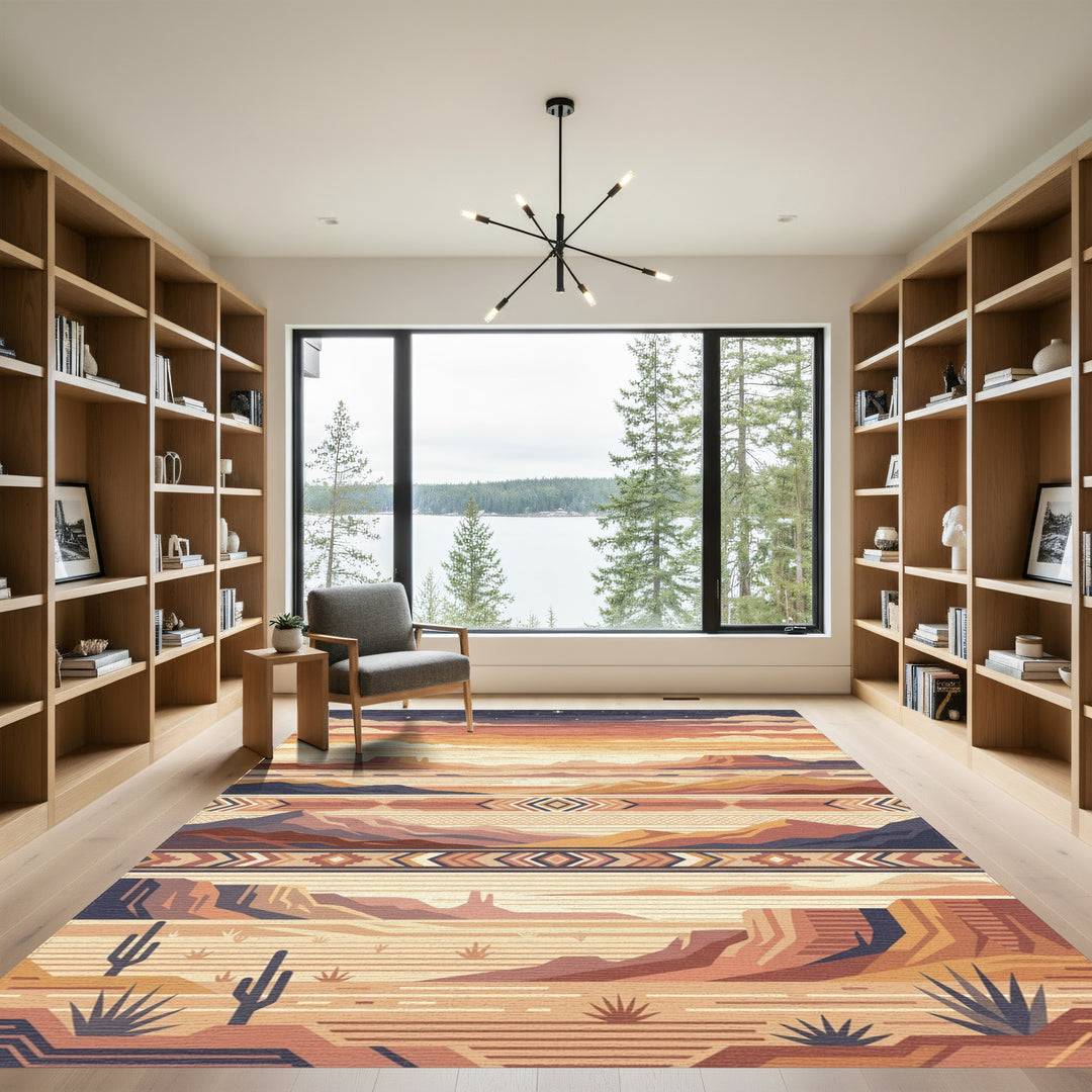 Desert Sky Geometric Horizon Layers Rug