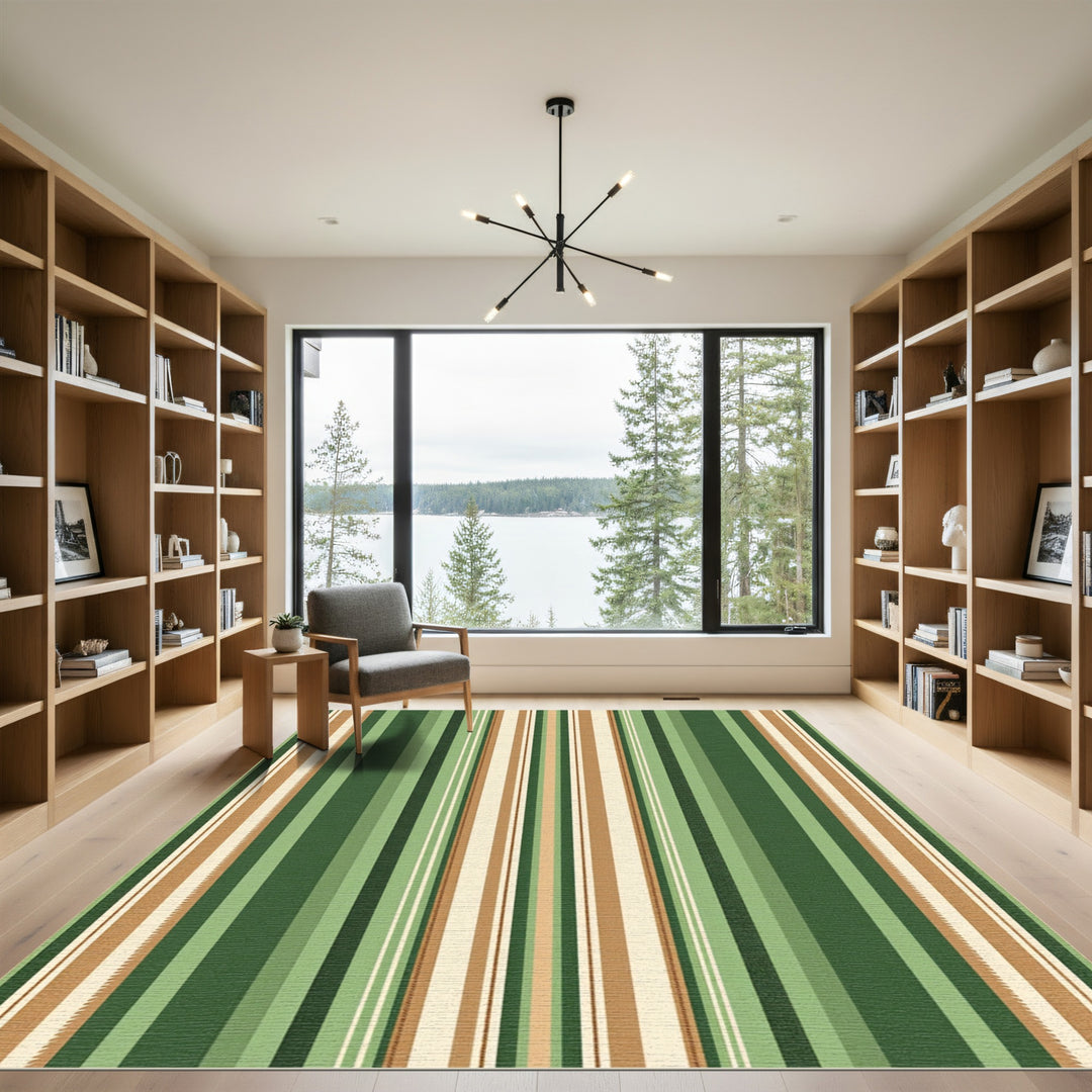 Earthy Tones Vertical Stripe Pattern Rug