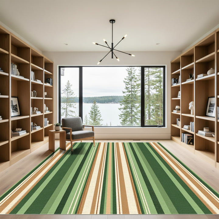 Earthy Tones Vertical Stripe Pattern Rug