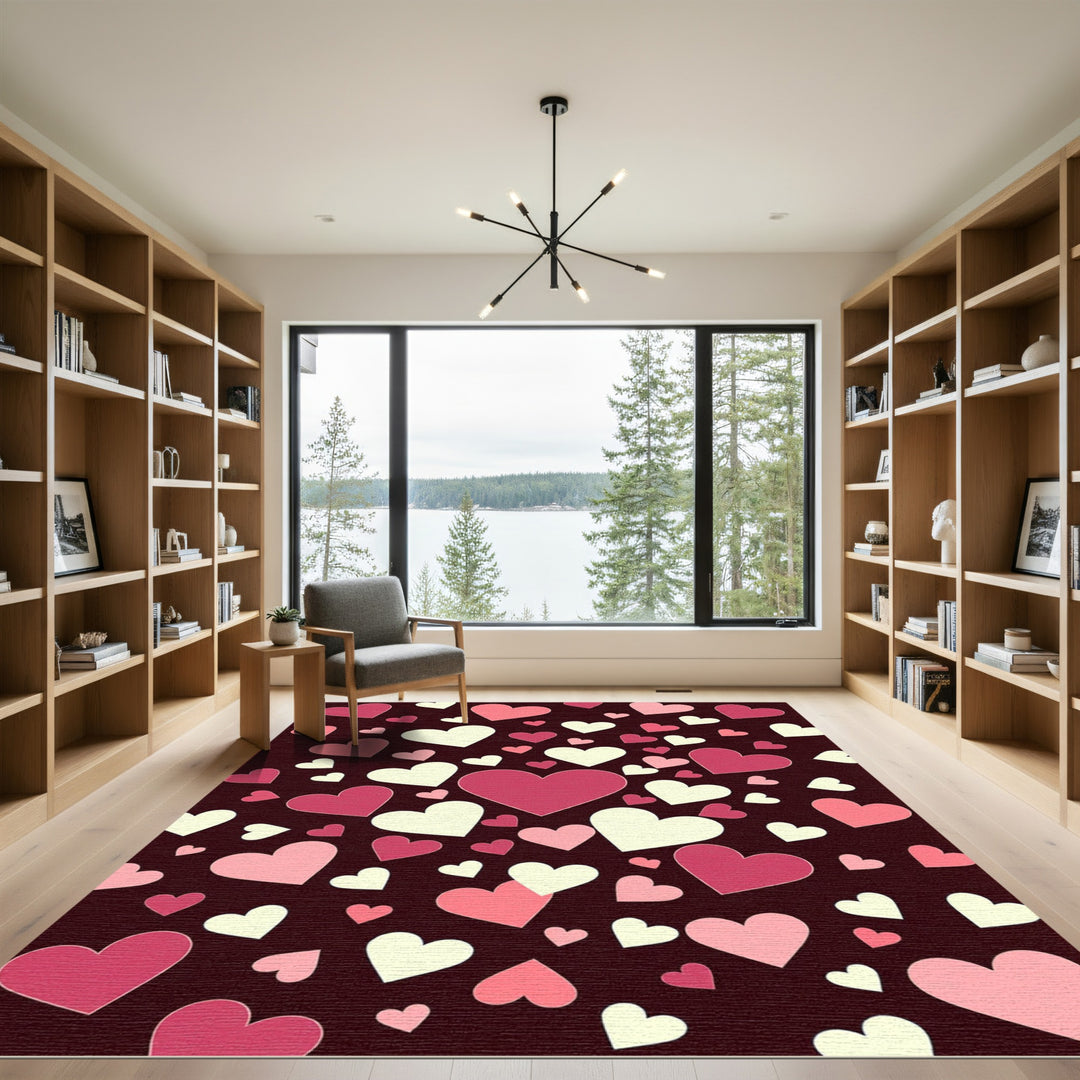 Pink And Cream Hearts Background Rug