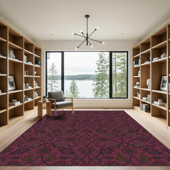 Rich Magenta Floral Arch Rug