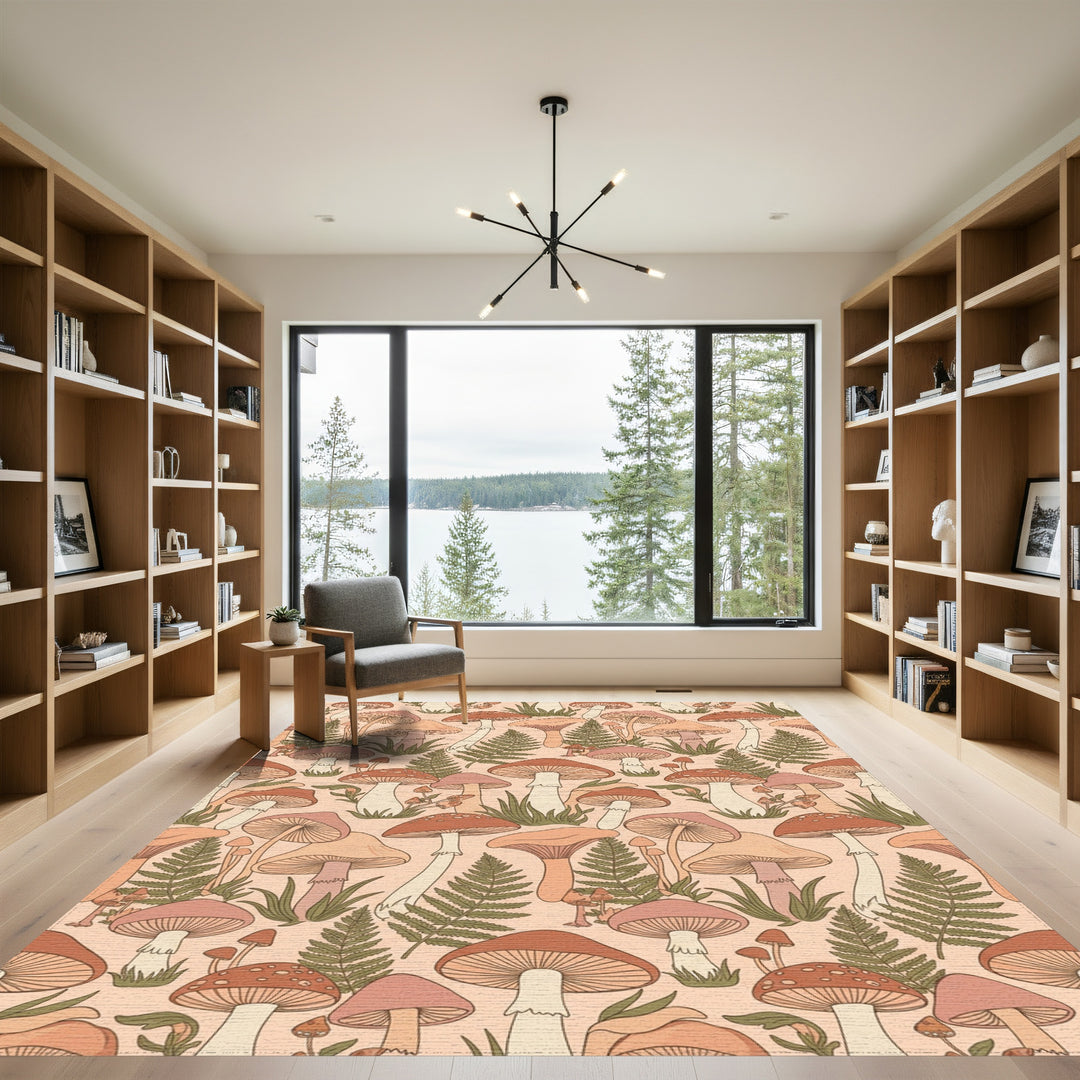 Groovy Mushroom Fern Garden Rug