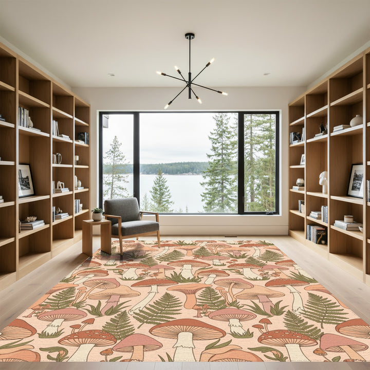 Groovy Mushroom Fern Garden Rug