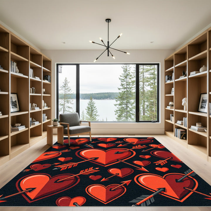 Bold Red Hearts Arrows Rug