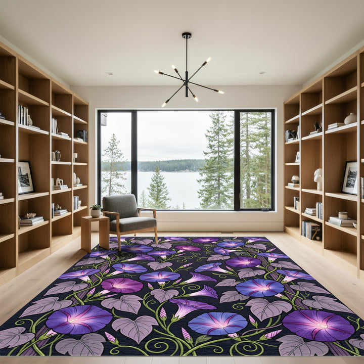 Enchanting Violet Morning Glory Garden Rug
