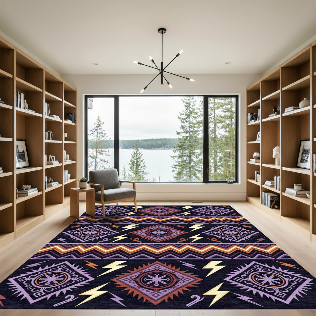 Tribal Diamond Lightning Bolt Rug