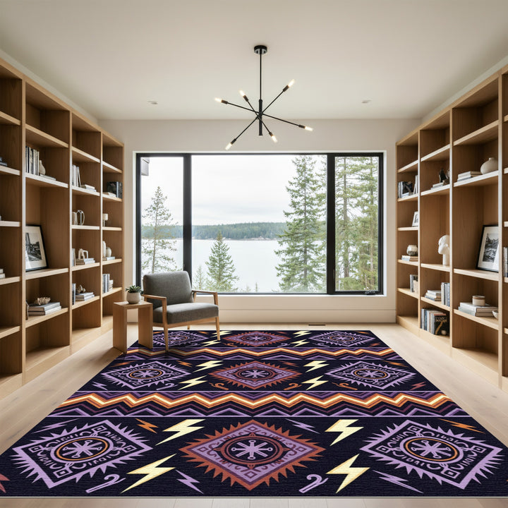 Tribal Diamond Lightning Bolt Rug