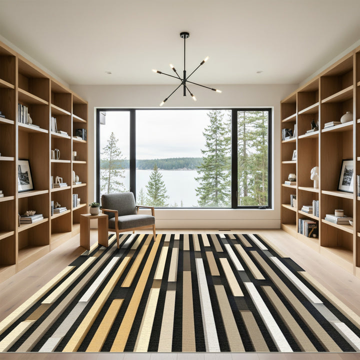 Modern Vertical Wood Plank Rug