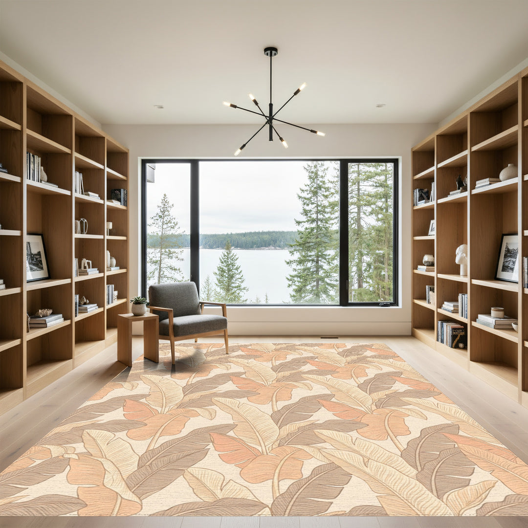 Ornate Tropical Banana Leaf Arrangement Rug