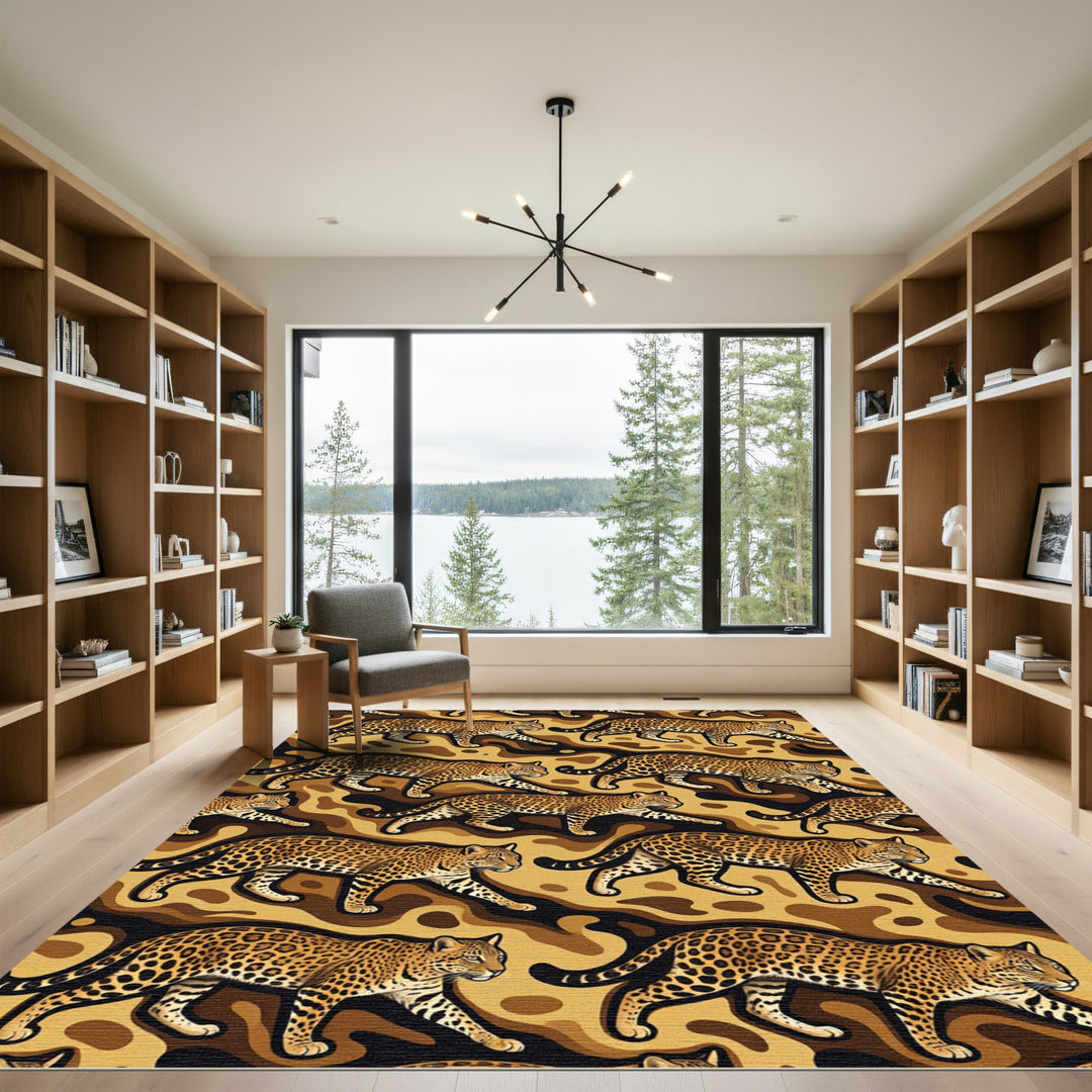 Golden Leopard Camouflage Jungle Rug