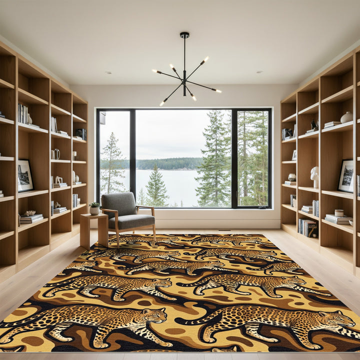 Golden Leopard Camouflage Jungle Rug