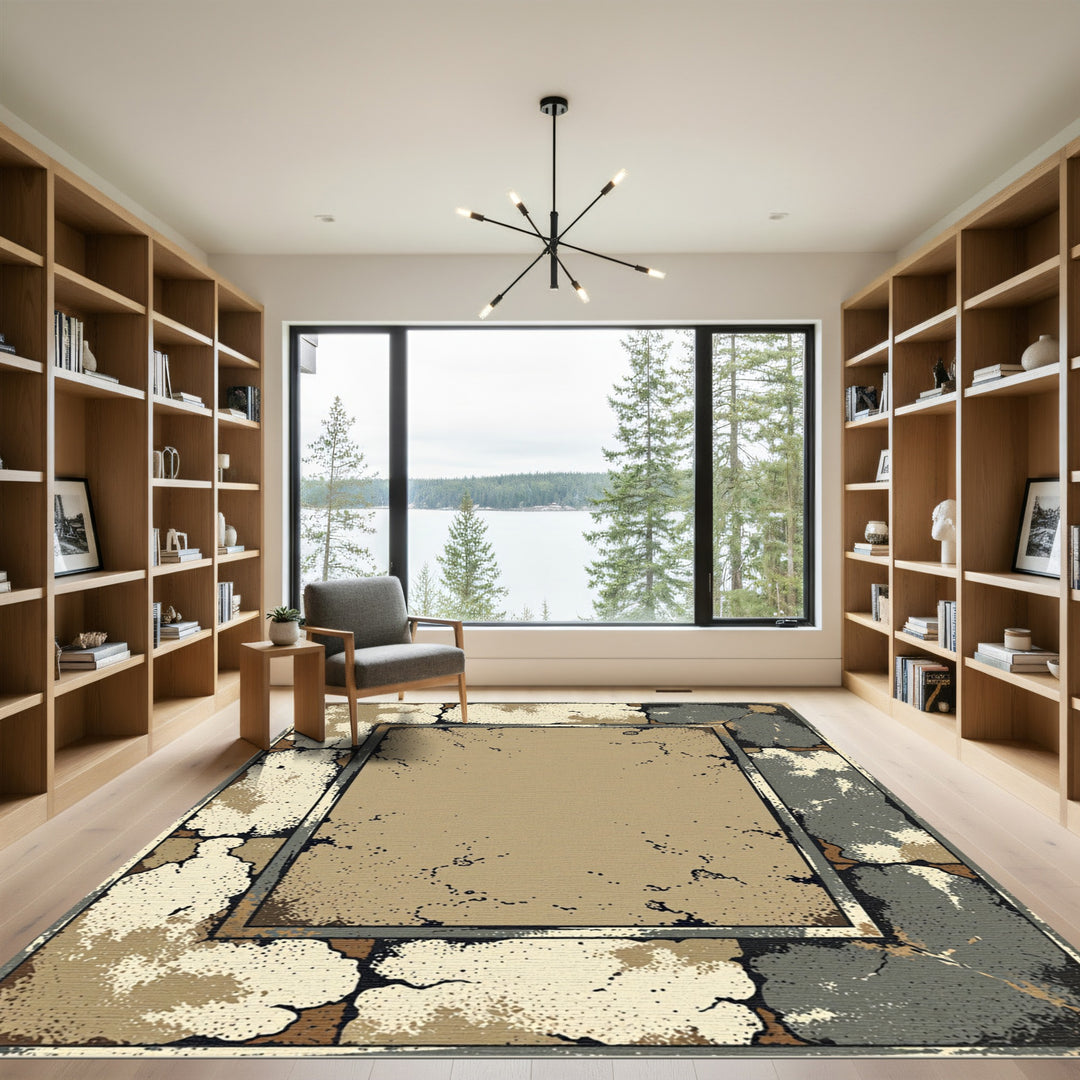 Aged Stone Frame Textured Rug