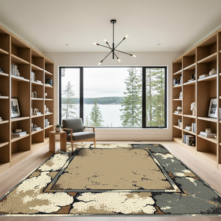 Aged Stone Frame Textured Rug