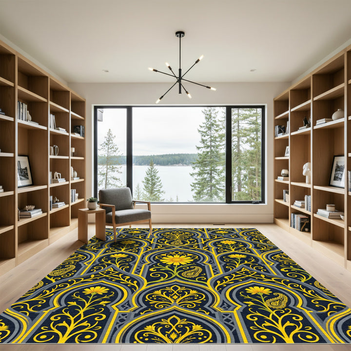 Golden Floral Arches Rug