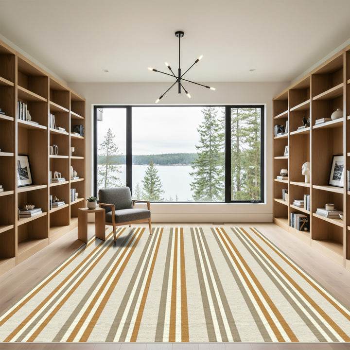 Classic Warm Neutral Stripe Rug