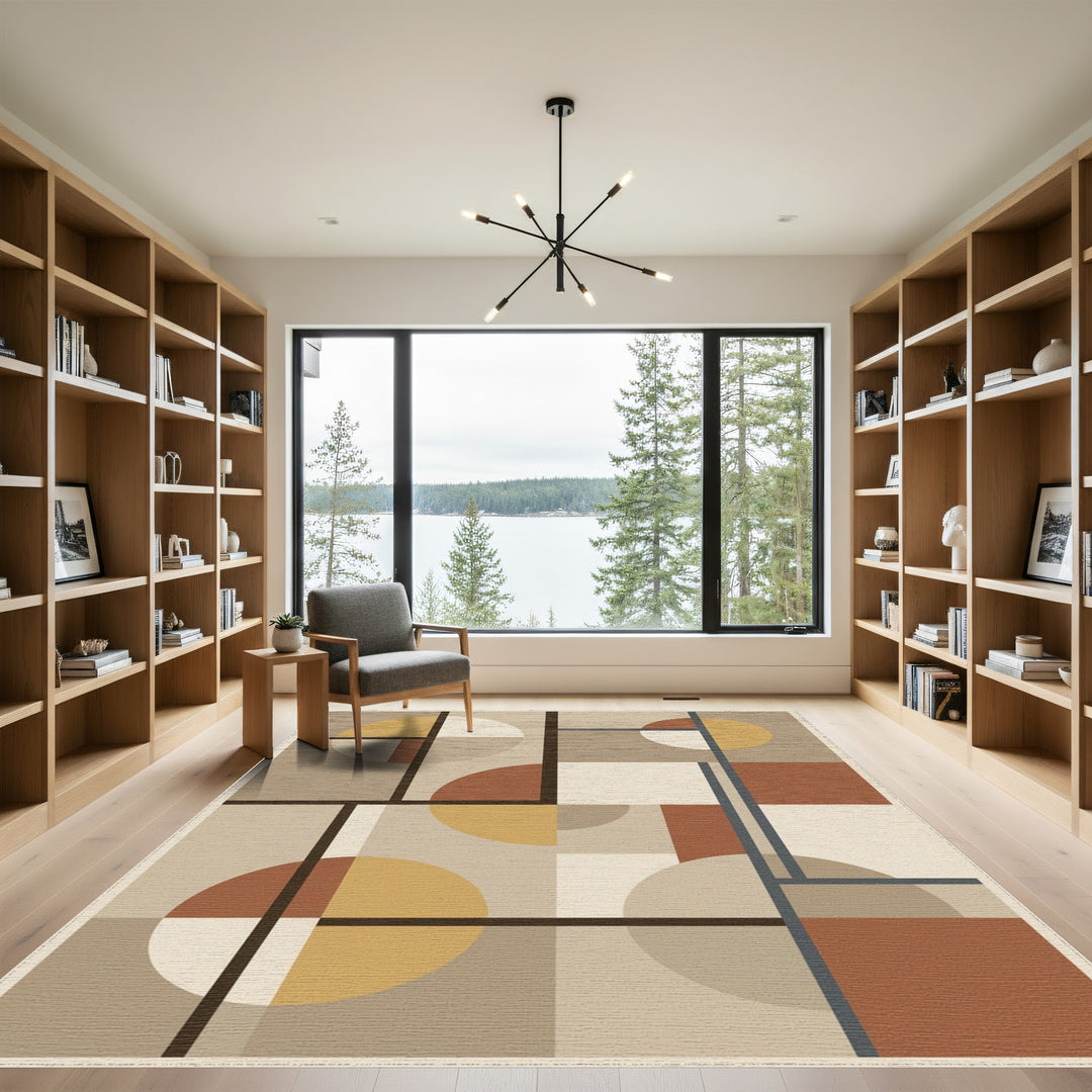 Abstract Geometric Terracotta Circles Rug