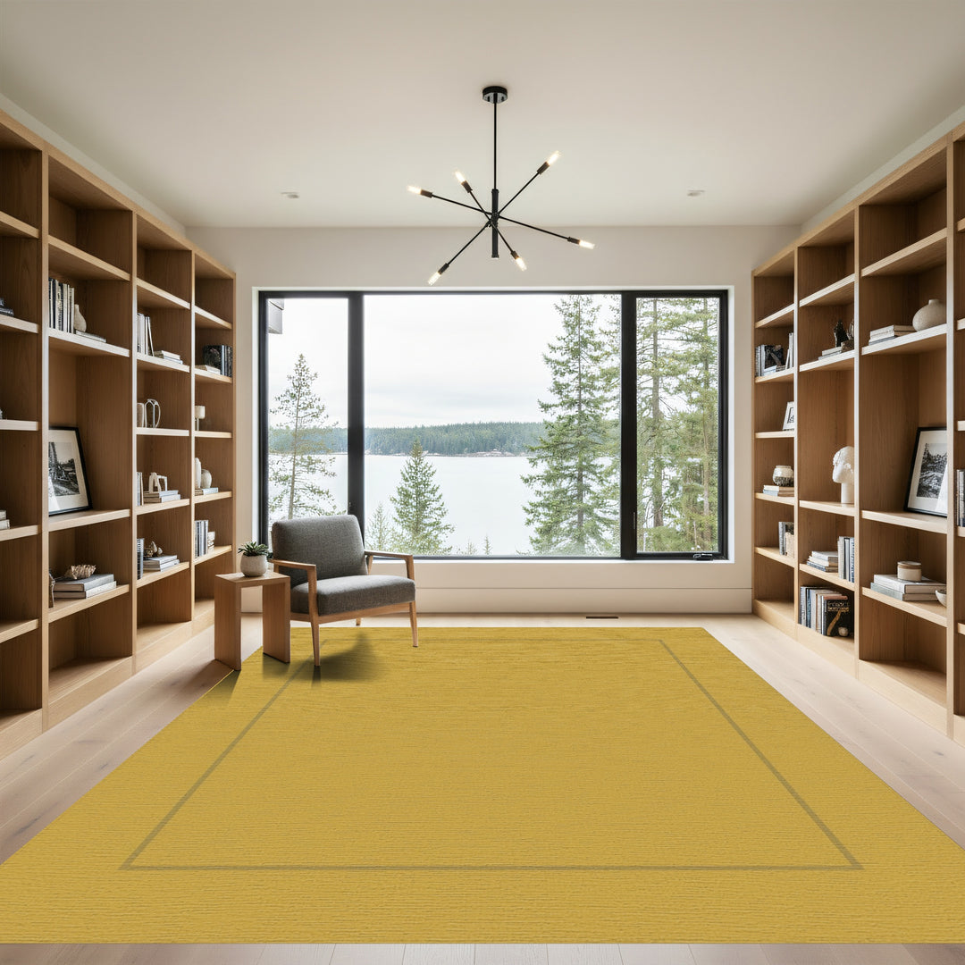 Golden Ochre Minimalist Outline Rug